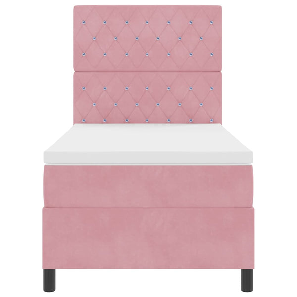 LED Boxspringbett Rosa Samt 90x200 cm mit Matratze