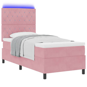 LED Boxspringbett Rosa Samt 90x200 cm mit Matratze
