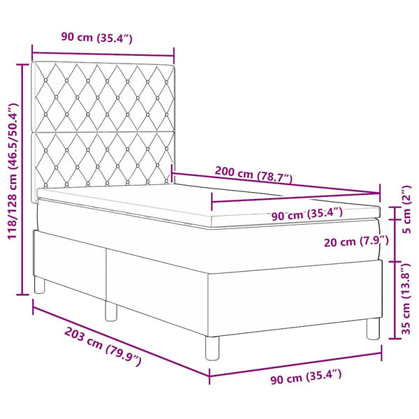 LED Boxspringbett Rosa Samt 90x200 cm mit Matratze