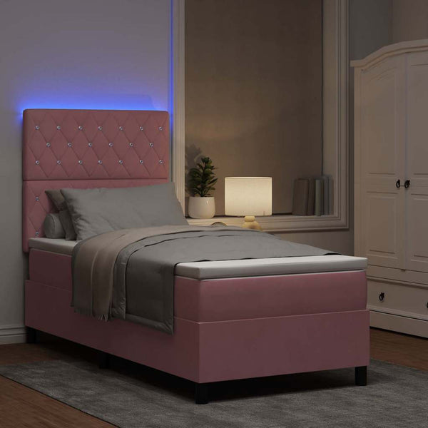 LED Boxspringbett Rosa 100x200 cm mit Matratze