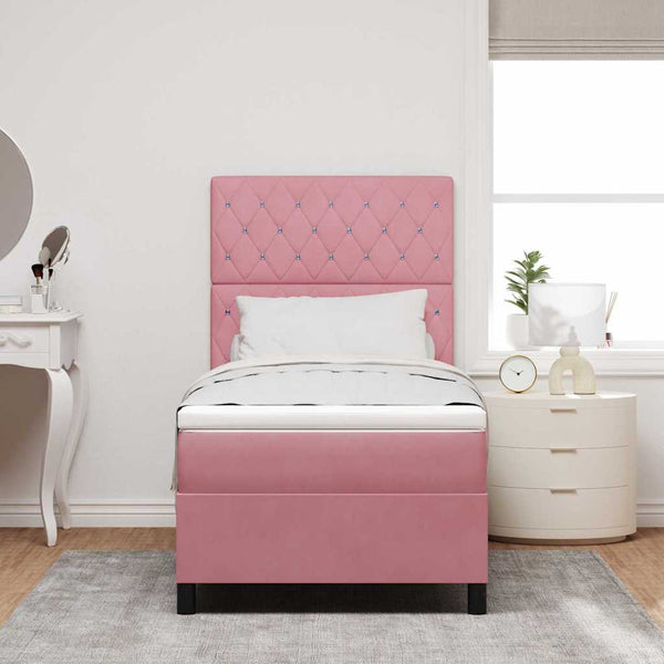 LED Boxspringbett Rosa 100x200 cm mit Matratze