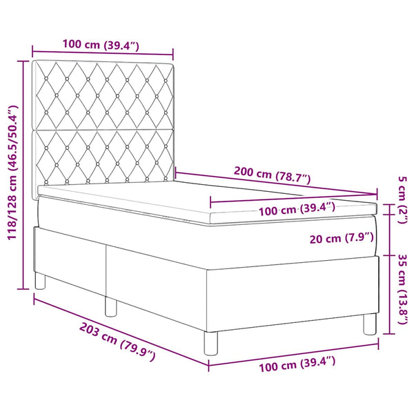 LED Boxspringbett Rosa 100x200 cm mit Matratze