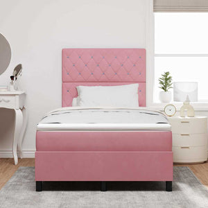 vidaXL Lit coffre LED avec matelas rose 120 x 190 cm velours