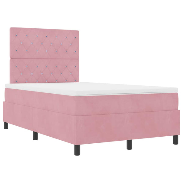 vidaXL Lit coffre LED avec matelas rose 120 x 190 cm velours