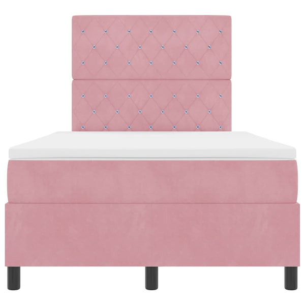 vidaXL Lit coffre LED avec matelas rose 120 x 190 cm velours