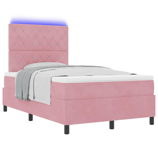 vidaXL Lit coffre LED avec matelas rose 120 x 190 cm velours
