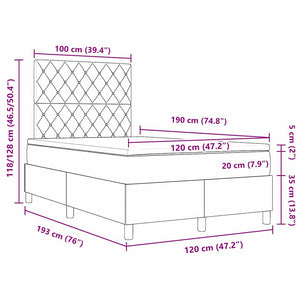 vidaXL Lit coffre LED avec matelas rose 120 x 190 cm velours
