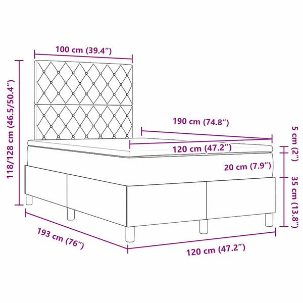 vidaXL Lit coffre LED avec matelas rose 120 x 190 cm velours