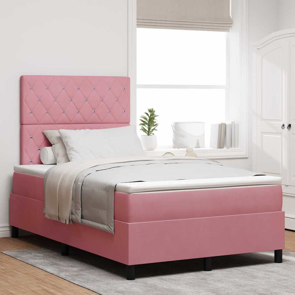 LED Boxspringbett Rosa 120x200 cm mit Matratze