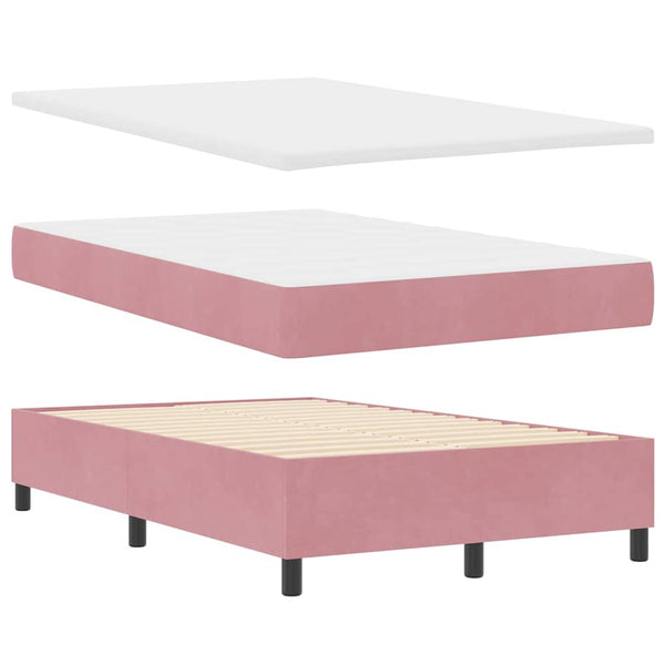 LED Boxspringbett Rosa 120x200 cm mit Matratze