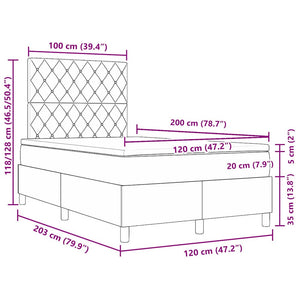 LED Boxspringbett Rosa 120x200 cm mit Matratze