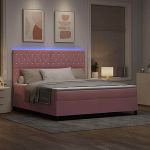 vidaXL Lit tapissier LED avec matelas Rose 180 x 200 cm Velours