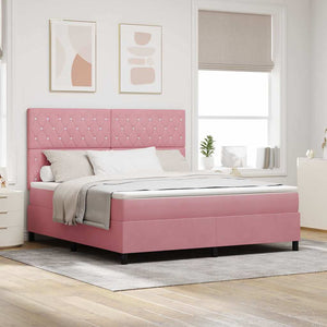 vidaXL Lit tapissier LED avec matelas Rose 180 x 200 cm Velours