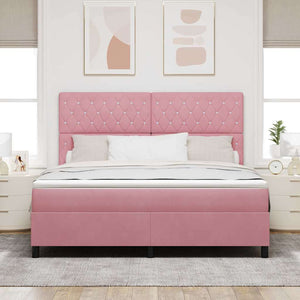 vidaXL Lit tapissier LED avec matelas Rose 180 x 200 cm Velours