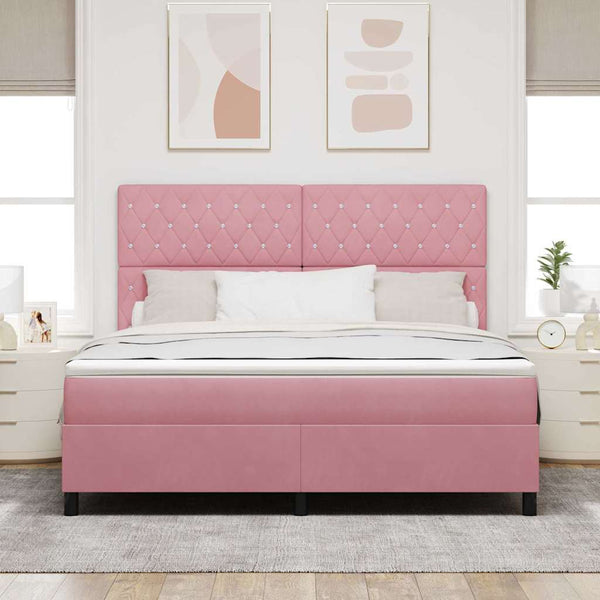 vidaXL Lit tapissier LED avec matelas Rose 180 x 200 cm Velours