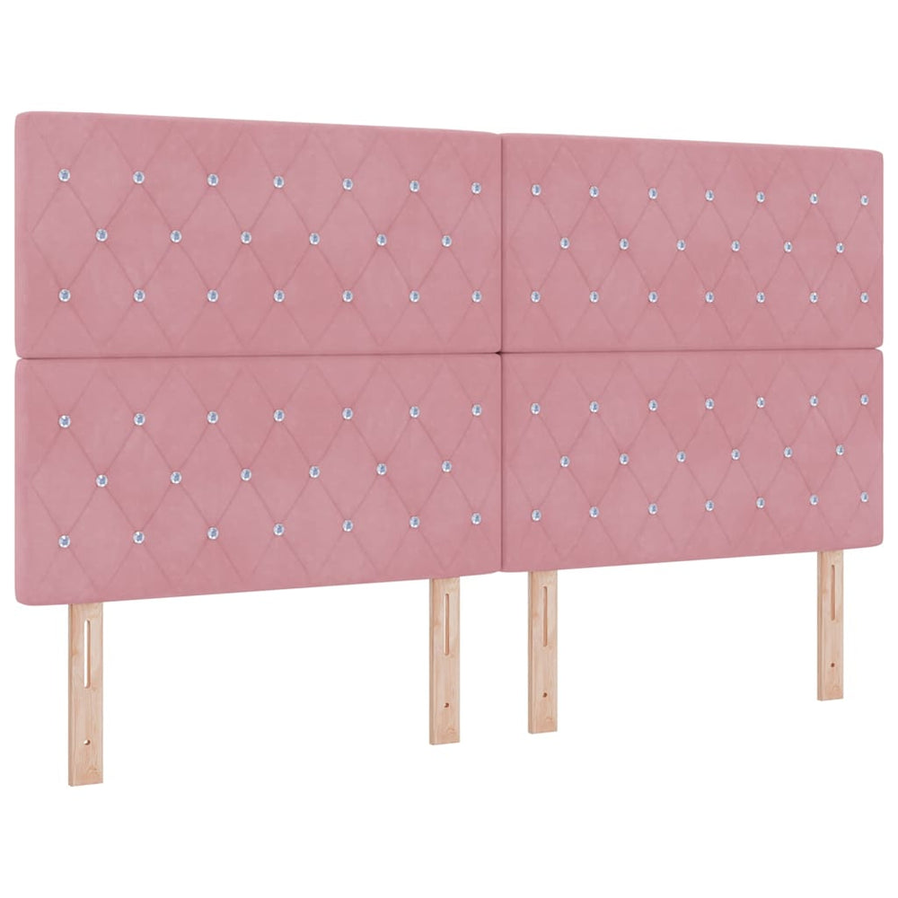 LED Boxspringbett Rosa Samt 180x200 cm mit Matratze