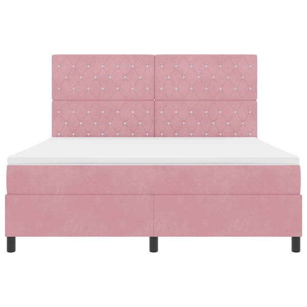 vidaXL Lit tapissier LED avec matelas Rose 180 x 200 cm Velours