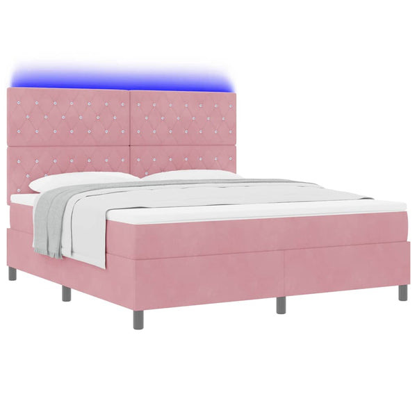 vidaXL Lit tapissier LED avec matelas Rose 180 x 200 cm Velours
