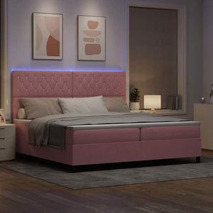 LED Boxspringbett Rosa 200x200 cm mit Matratze