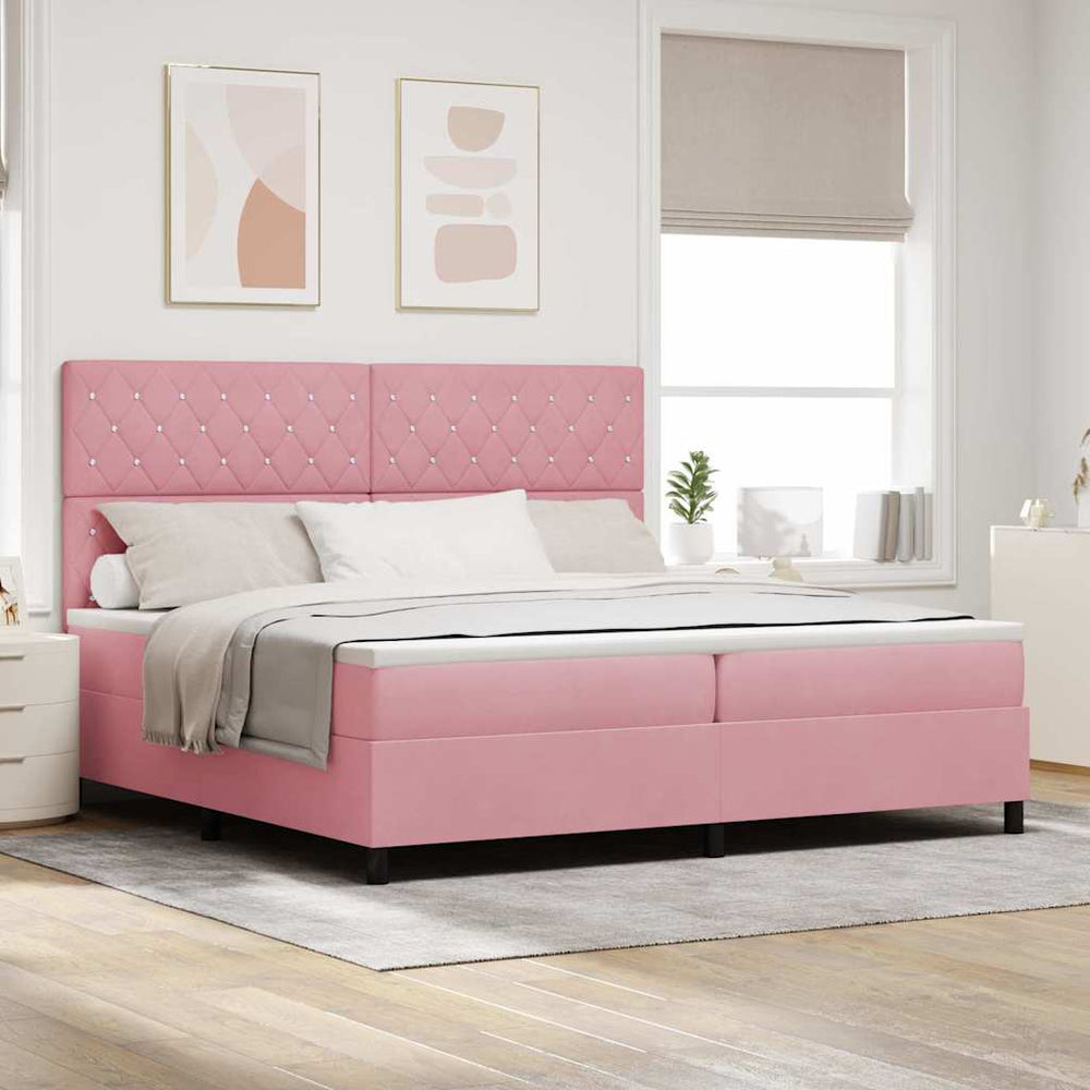 LED Boxspringbett Rosa 200x200 cm mit Matratze