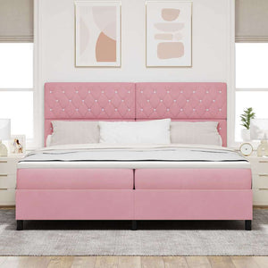 LED Boxspringbett Rosa 200x200 cm mit Matratze