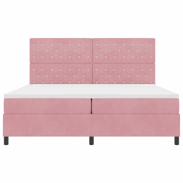 LED Boxspringbett Rosa 200x200 cm mit Matratze