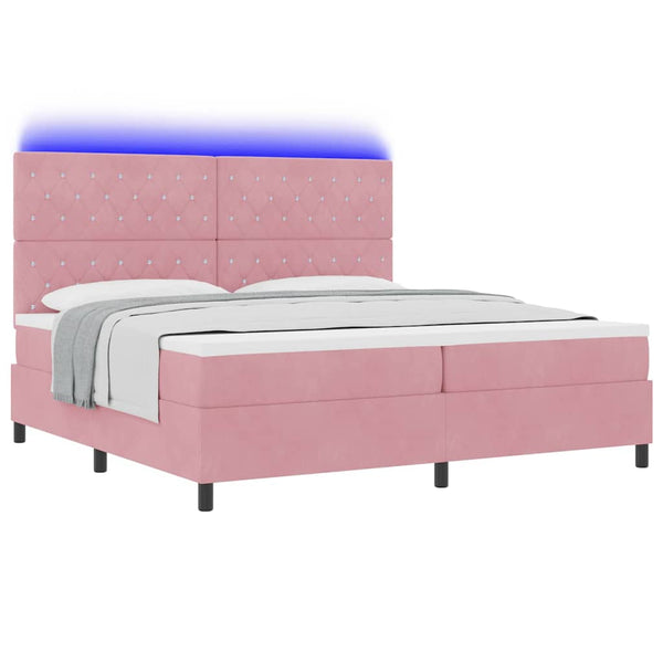 LED Boxspringbett Rosa 200x200 cm mit Matratze