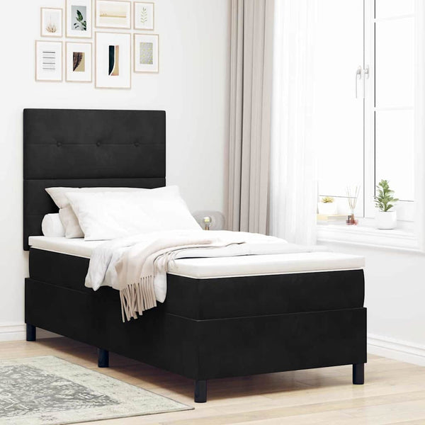 LED Boxspringbett mit Matratze 80x200 cm Schwarz Samt