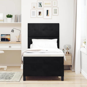 LED Boxspringbett mit Matratze 80x200 cm Schwarz Samt