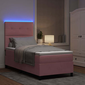 LED Boxspringbett Rosa mit Matratze 80x200 cm