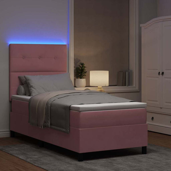 LED Boxspringbett Rosa mit Matratze 80x200 cm