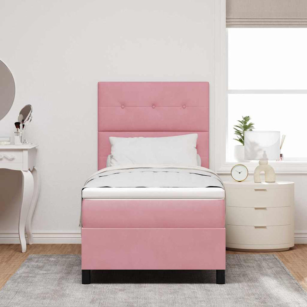 vidaXL Lit coffre à LED avec matelas rose 80 x 200 cm velours