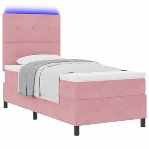 LED Boxspringbett Rosa mit Matratze 80x200 cm