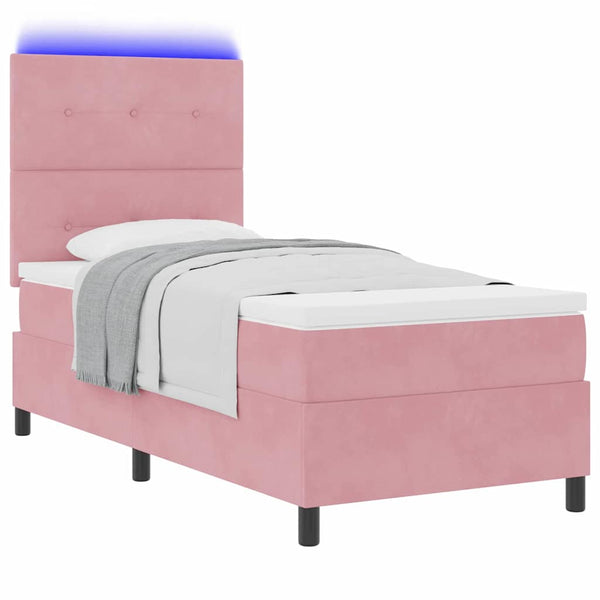 LED Boxspringbett Rosa mit Matratze 80x200 cm