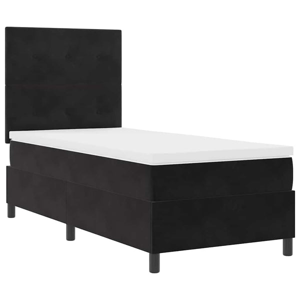 LED Boxspringbett mit Matratze Schwarz 90x190 cm