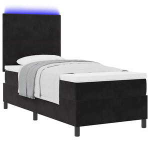 LED Boxspringbett mit Matratze Schwarz 90x190 cm