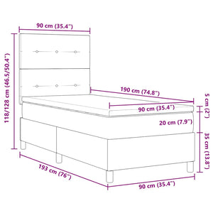 LED Boxspringbett mit Matratze Schwarz 90x190 cm
