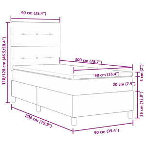 vidaXL Lit boxspring LED avec matelas Noir 90 x 200 cm Velours