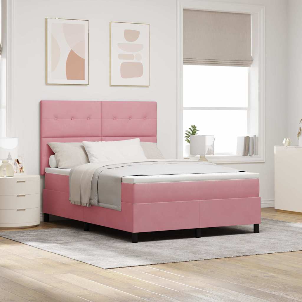 vidaXL Lit coffre à LED avec matelas Rose 140 x 190 cm Velours
