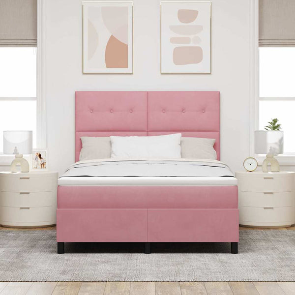 vidaXL Lit coffre à LED avec matelas Rose 140 x 190 cm Velours
