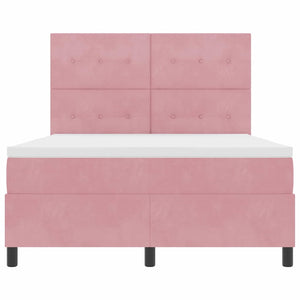 vidaXL Lit coffre à LED avec matelas Rose 140 x 190 cm Velours
