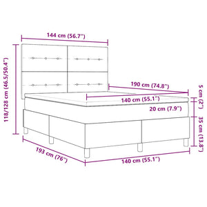 vidaXL Lit coffre à LED avec matelas Rose 140 x 190 cm Velours