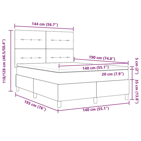 vidaXL Lit coffre à LED avec matelas Rose 140 x 190 cm Velours
