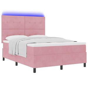 LED Boxspringbett Rosa 140x200 cm mit Matratze