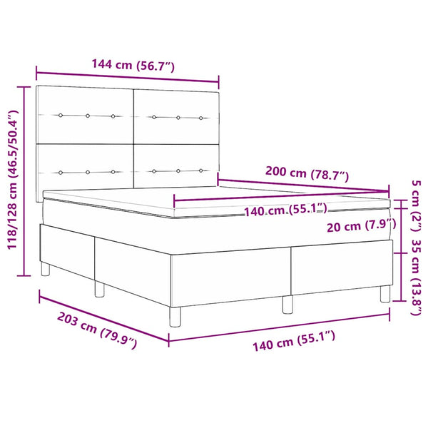LED Boxspringbett Rosa 140x200 cm mit Matratze