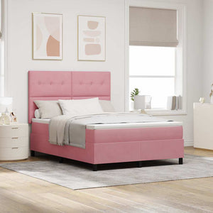 vidaXL Lit coffre à LED avec matelas Velours rose 160 x 200 cm