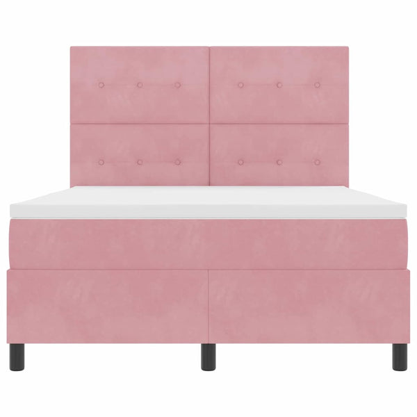 vidaXL Lit coffre à LED avec matelas Velours rose 160 x 200 cm