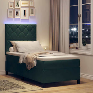 LED Boxspringbett Dunkelgrün 90x200 cm
