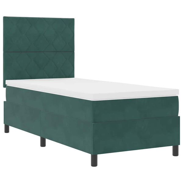 LED Boxspringbett Dunkelgrün 90x200 cm