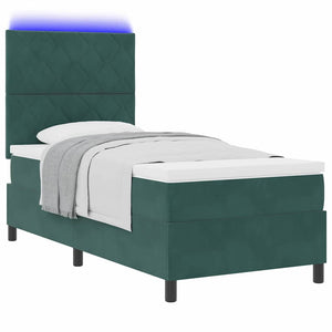 LED Boxspringbett Dunkelgrün 90x200 cm